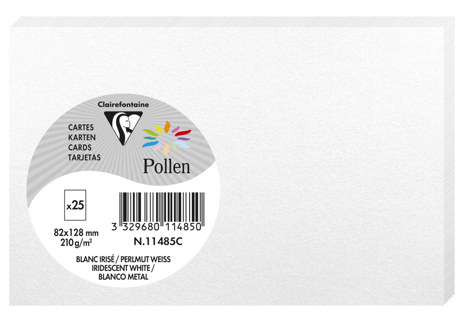Pollen by Clairefontaine Carte 82 x 128 mm, blanc irisé