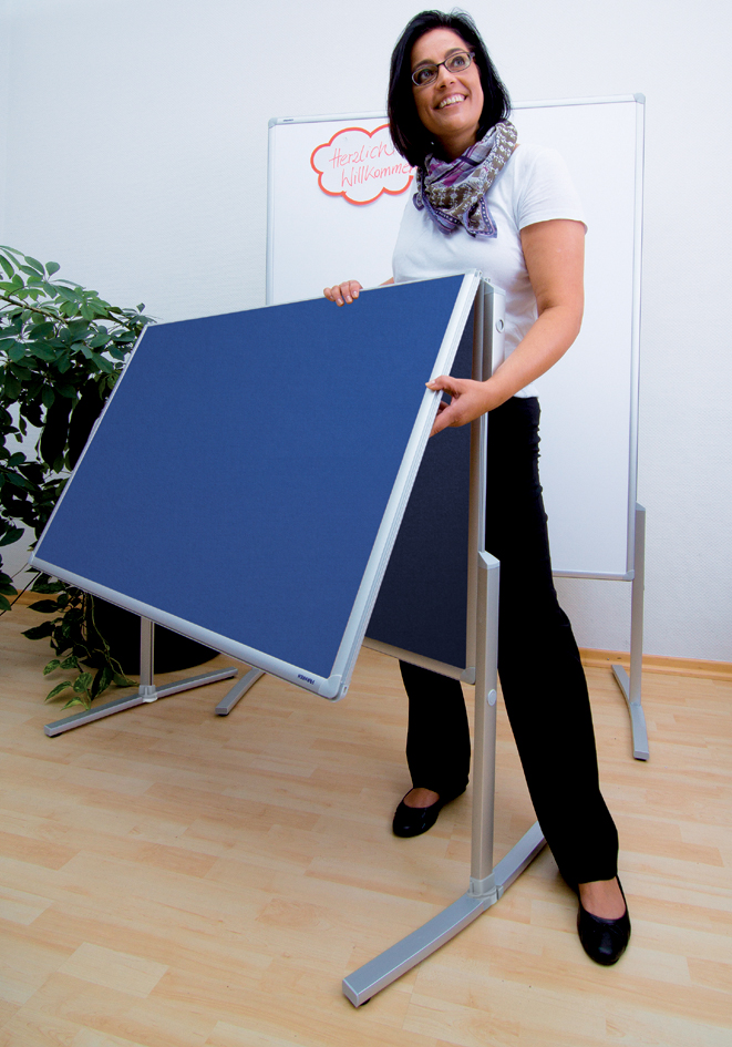 FRANKEN Tableau de présentation PRO, pliable feutre 2x 750 x 1.500 mm bleu
