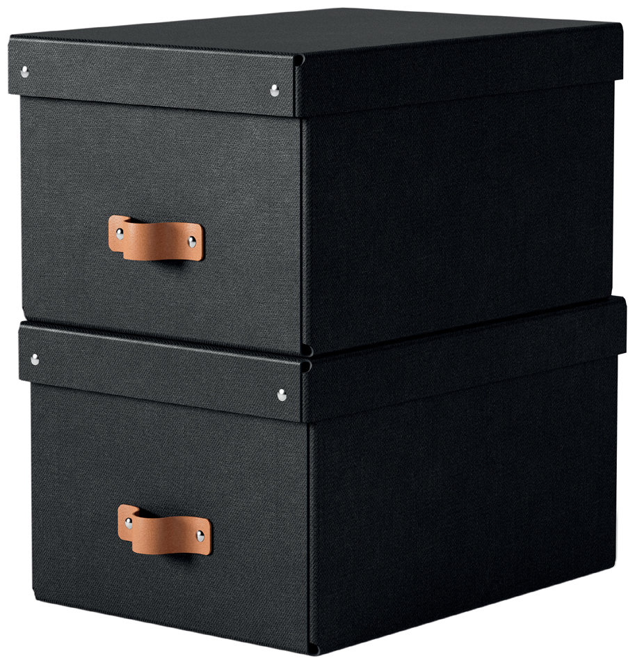 LEITZ Boîte de rangement Puro, carton, 17 L, set de 2, noir