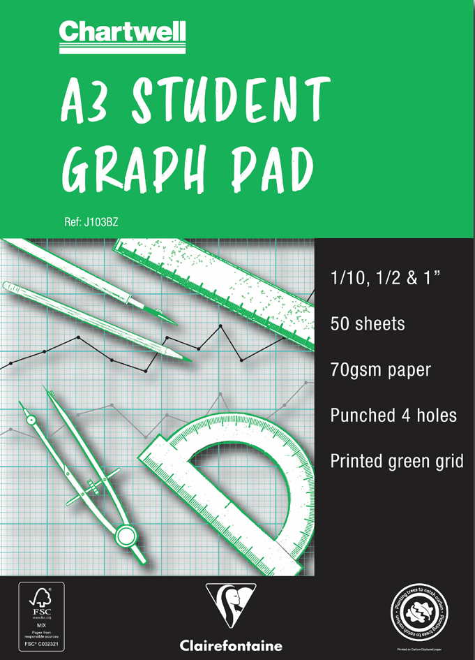 Clairefontaine Papier millimétré 'STUDENT GRAPH PAD', A3
