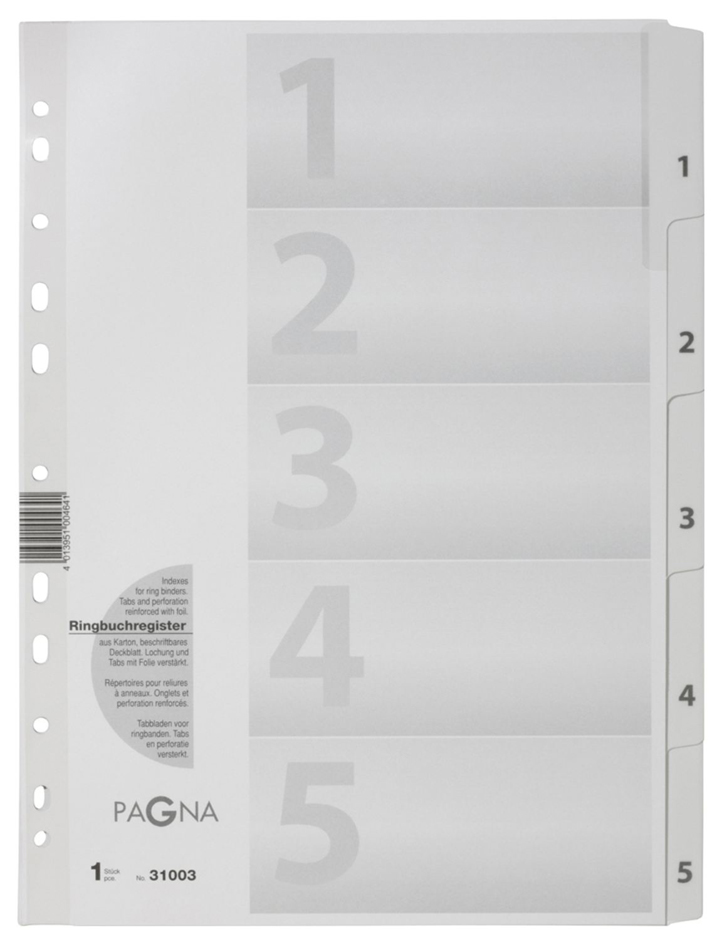 PAGNA Intercalaires, carton, chiffres 1 - 5, A4, 5 touches