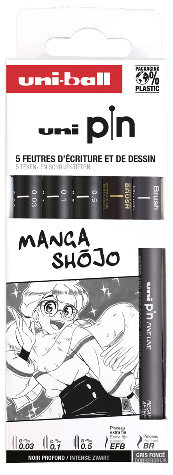 uni-ball Feutre technique PIN 'Manga Shojo' PF, set de 5