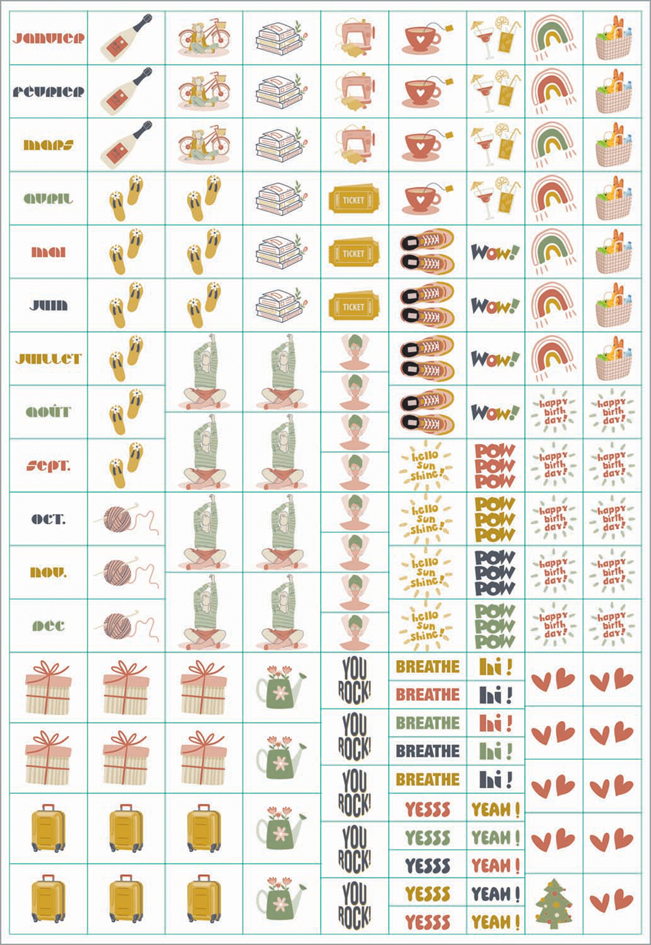 Agenda perpétuel Eterny, stickers