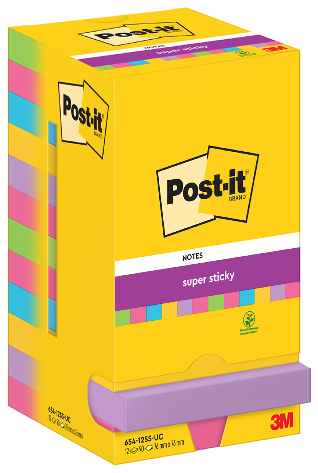 Post-it Bloc-note super sticky notes, 76 x 76 mm, Neon