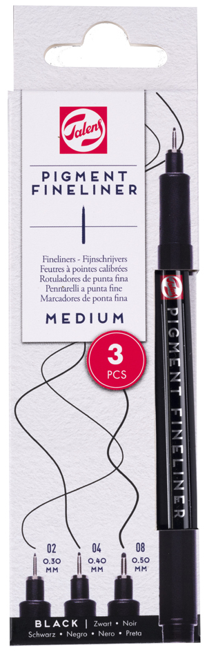 ROYAL TALENS Feutre Pigment Fineliner Medium, set de 3, noir