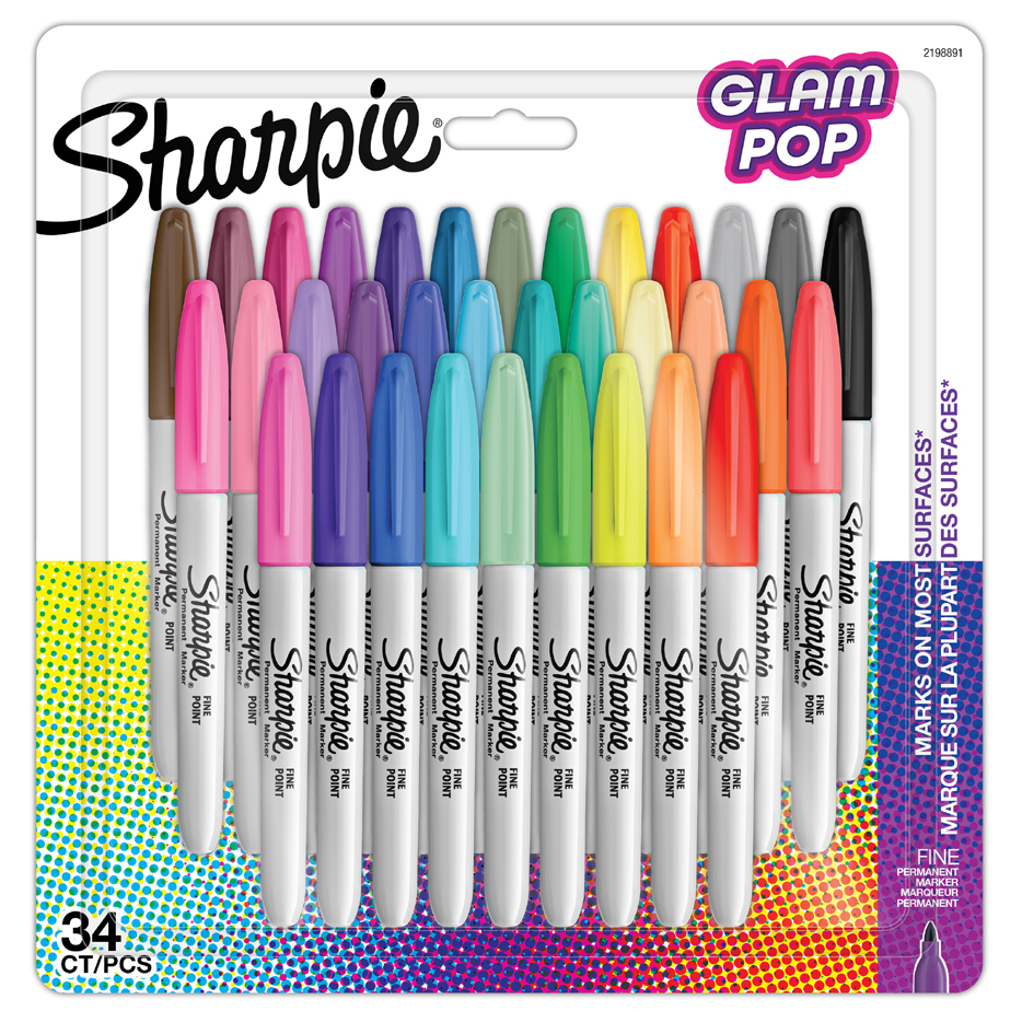 Sharpie Marqueur permanent FINE 'Glam Pop', blister de 34