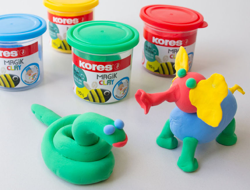 Kores Pâte à modeler 'Magic Clay', assorti 4 x 40 g assorti