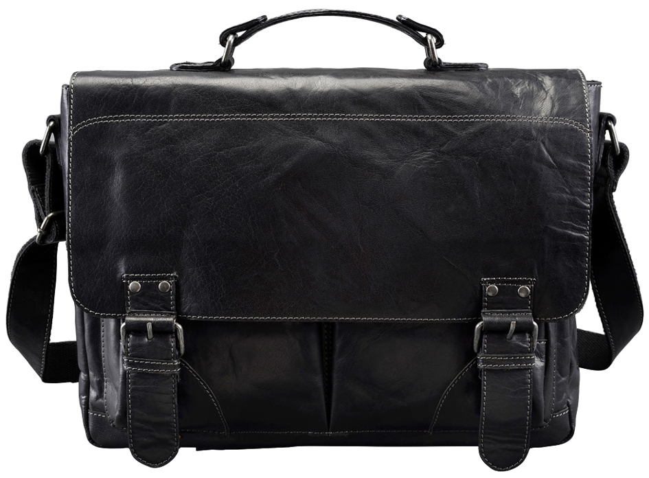 PRIDE&SOUL Sac à bandoulière 'Business Sac XL', cuir, noir
