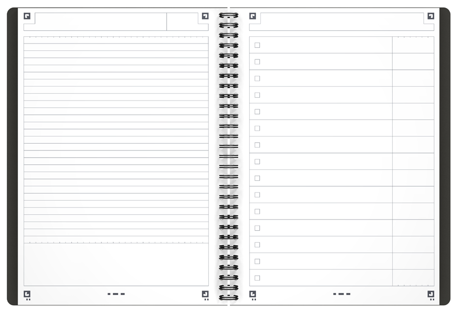 Cahier à spirale International Task Manager, vue intérieure
