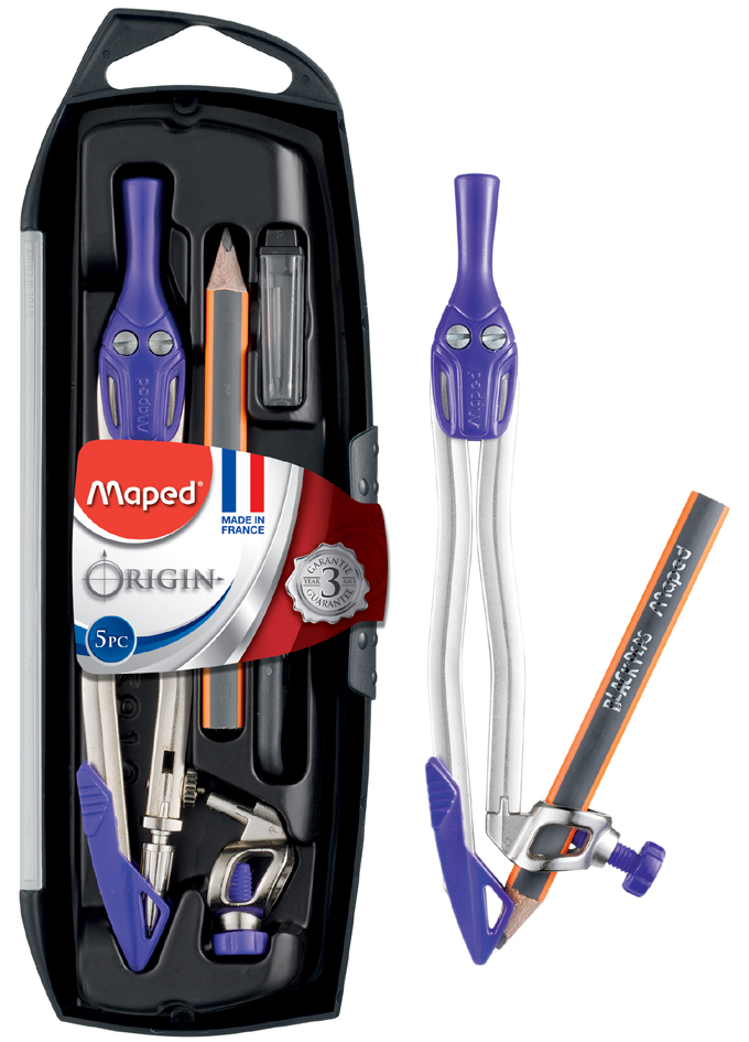 Maped Boîte de compas, 5 pièces, assorti