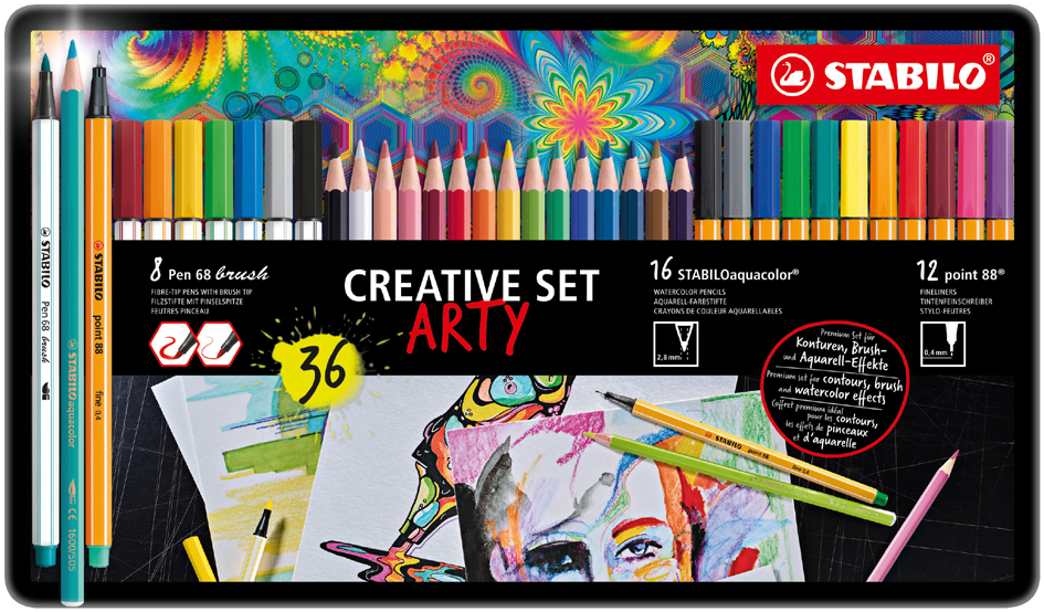 STABILO Set point 88/Pen 68 brush/aquacolor ARTY, étui de 36
