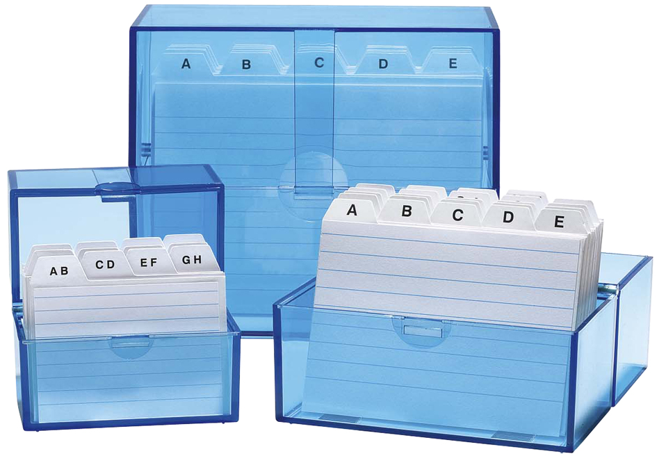 WEDO Boîte à fiches A6 paysage, bleu transparent