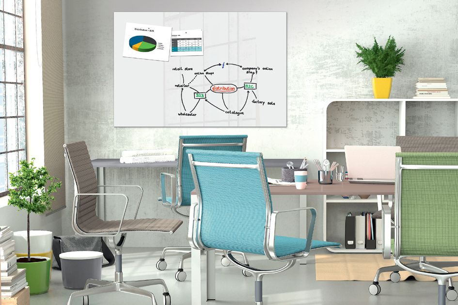 Be!Board Tableau magnétique en verre, 1.500 x 1.000 mm,blanc