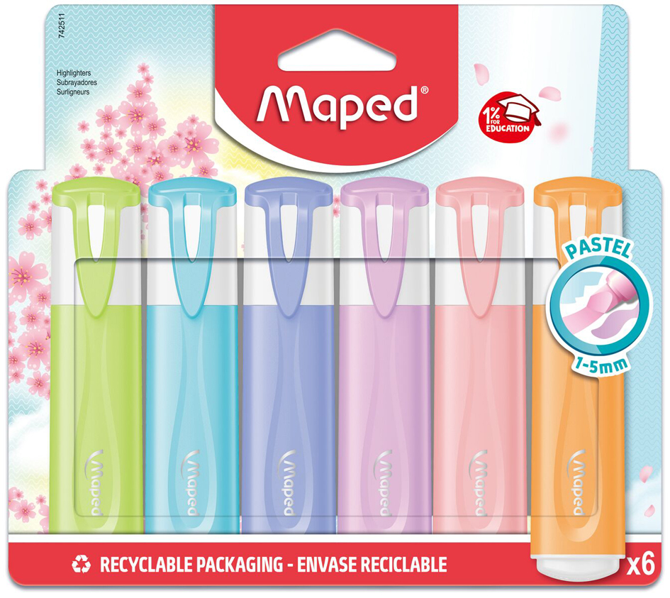 Maped Surligneur FLUO'PEPS PASTEL, blister de 6