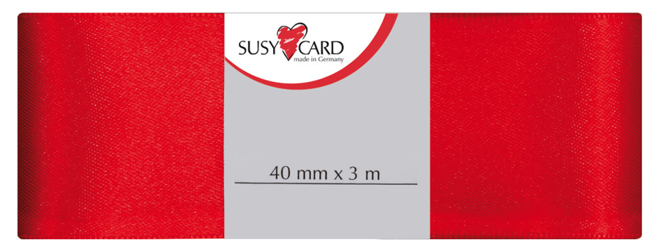 SUSY CARD Ruban cadeau 'Doppelsatin', 40 mm x 3 m, rouge