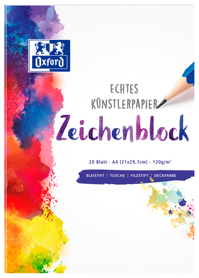 Oxford Bloc à dessin, format A4, uni, 120 g/m2