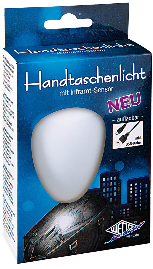 Lampe LED rechargeable pour sac à main, dans son emballage