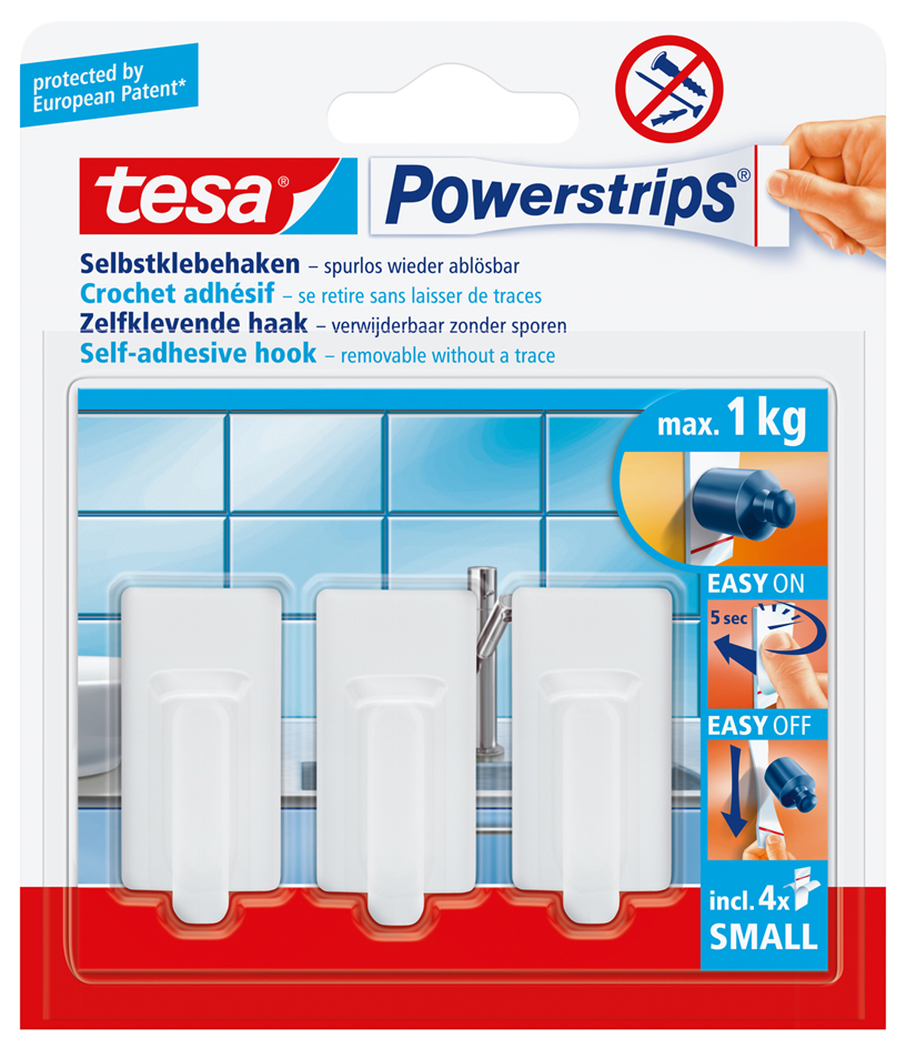 tesa Powerstrips Crochet adhésif SMALL classic, blanc