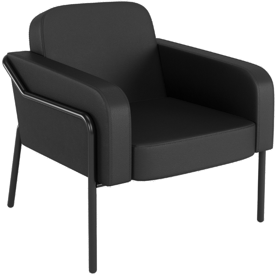 PAPERFLOW Fauteuil visiteur MEDSO RUND L, simili-cuir, noir