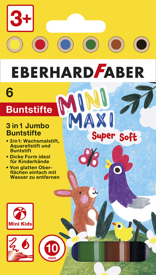 EBERHARD FABER Crayon de couleur 3 en 1 Jumbo MINI MAXI