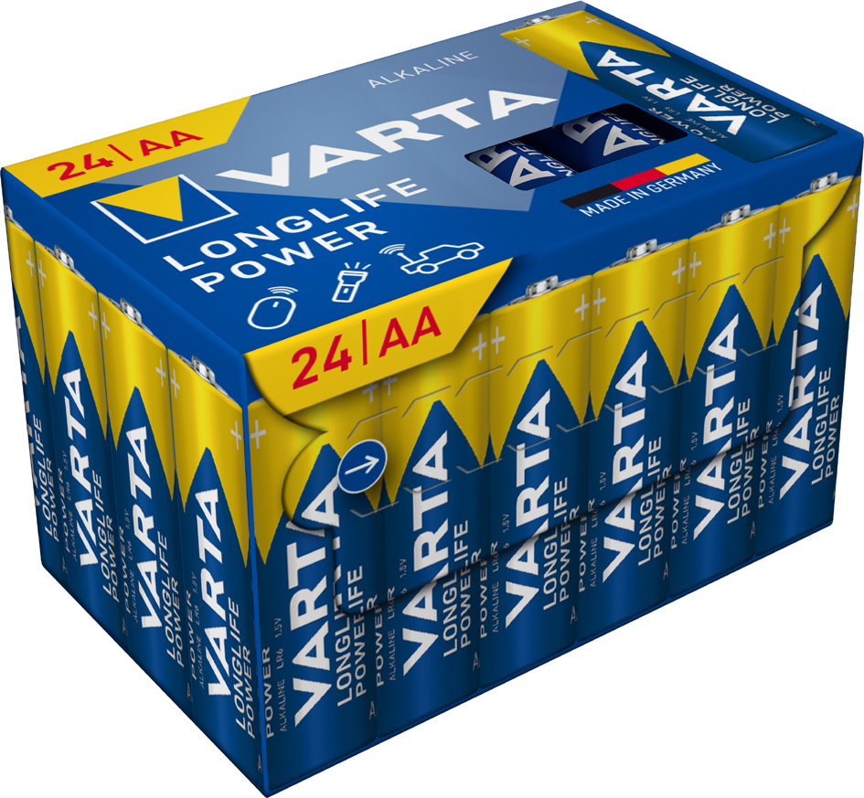 VARTA Pile alcaline Longlife Power, Mignon (AA), 24 pièces