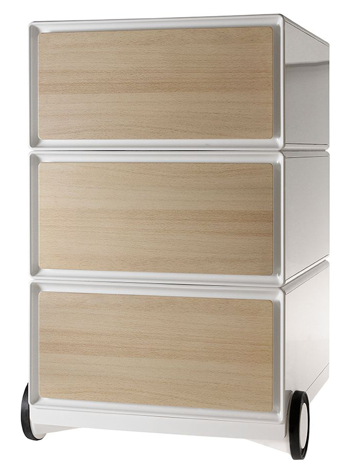 PAPERFLOW Caisson mobile 'easyBox', 3 tiroirs, blanc / hêtre