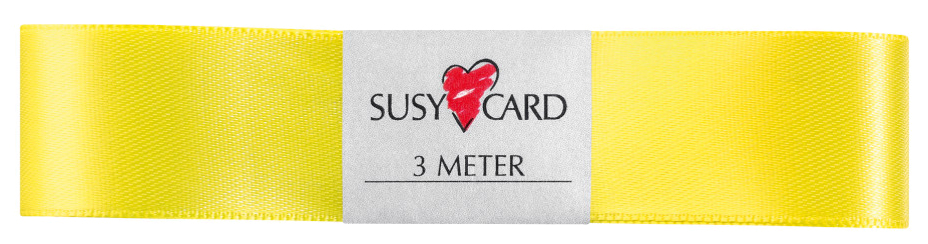 SUSY CARD Ruban cadeau 'double satin', 25 mm x 3 m, jaune