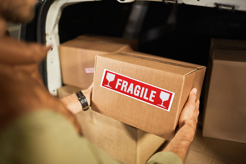 APLI Etiquette de signalisation 'FRAGILE', écriture blanche