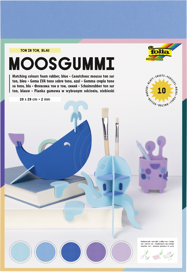 folia Mousse éponge, (L)200 x (H)290 mm, assortiment bleu