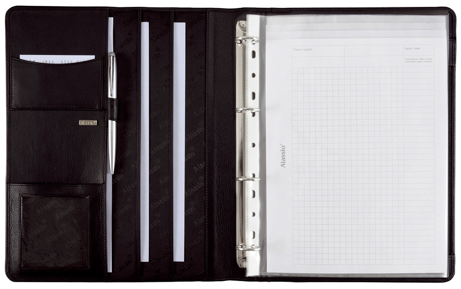 Alassio Serviette classeur 'CREMONA II, A4, cuir nappa noir