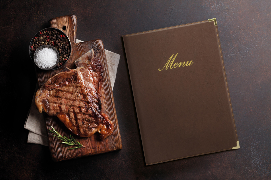 Cartes de menus, simili cuir