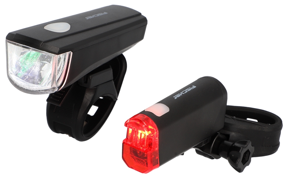 FISCHER Kit d'éclairage LED pour vélo, à piles, 20 lux
