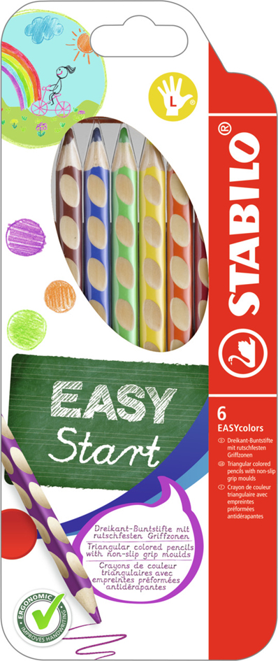 Crayon de couleur triangulaire EASYcolors L, étui de 6