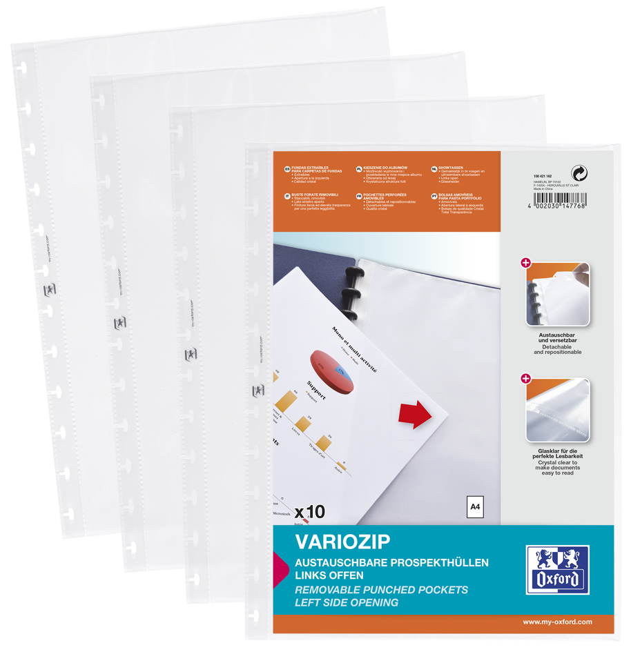 Pochettes perforées A4, PP