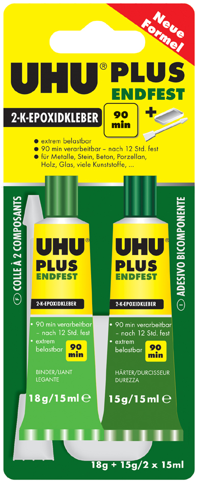 UHU Colle à 2 composants plus endfest, 33 g dans un tube