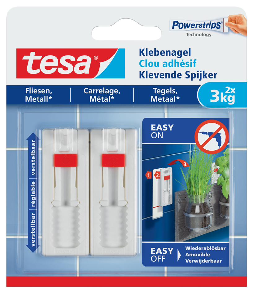tesa Powerstrips Clou adhésif pour carrelage et métal, 3,0
