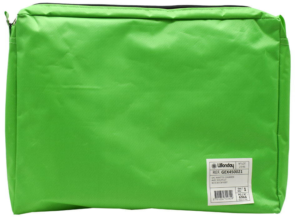 Sac navette, avec soufflet, vert - dos