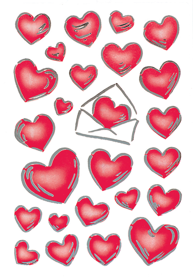 HERMA Sticker DECOR 'Coeurs & Lettres', gravure en argent