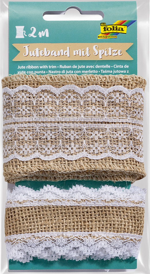 folia Ruban de jute avec dentelle, 2 x 1 m
