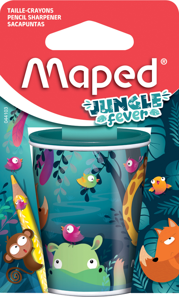 Taille-crayon 2 trous JUNGLE fever, sur carte blister