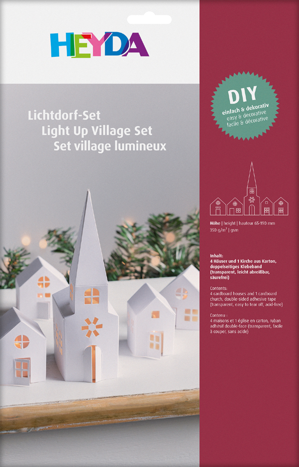 Kit village illuminé Maisons & église, 5 pièces