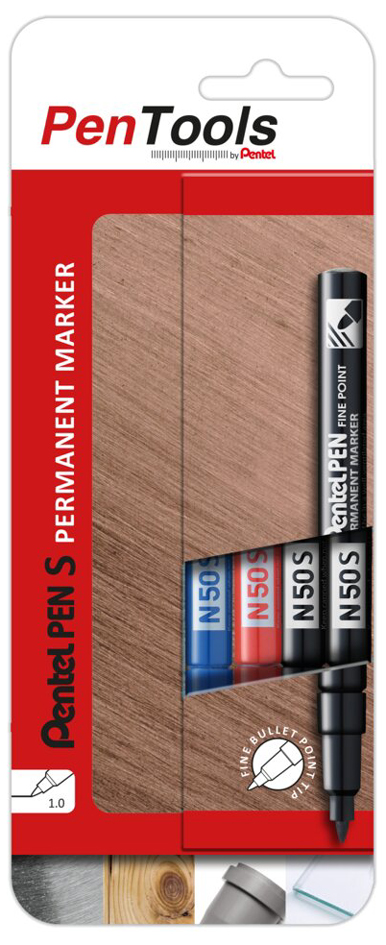 Pentel Marqueur permanent N50S, pointe ogive, étui de 4
