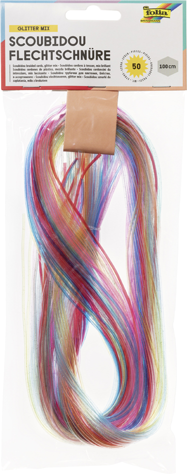 folia Fil pour scoubidou Glitter Mix, longueur: 1 m