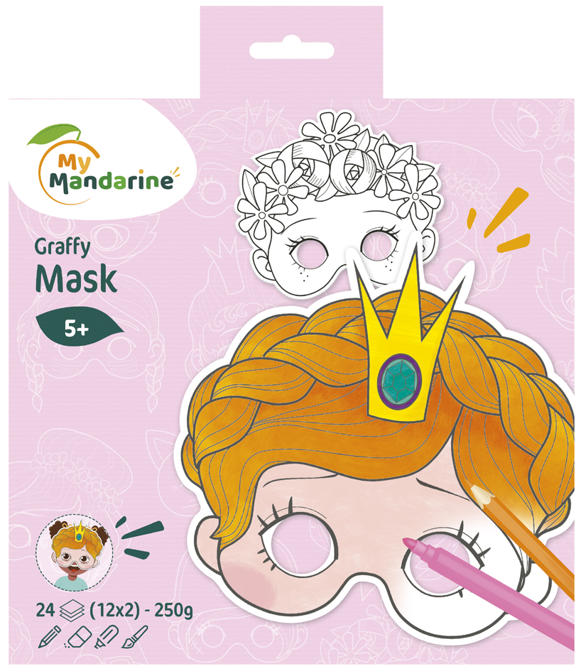 My Mandarine Carnet de coloriage Graffy Pop Mask 'Girl'