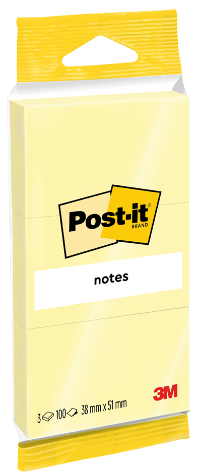 Post-it Bloc-note adhésif, 38 x 51 mm, jaune, blister