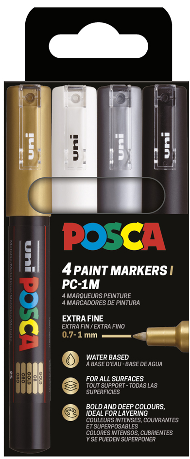 POSCA Marqueur à pigment PC1MC, étui de 4, assorti