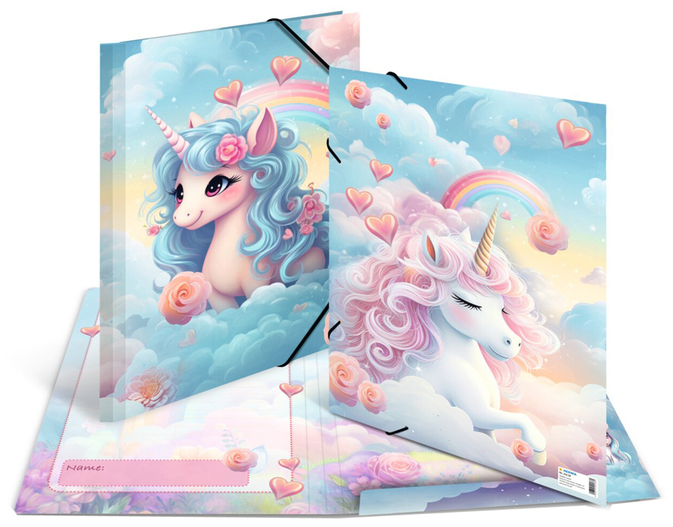 HERMA Chemise à élastique 'Happy Unicorns', carton, A3