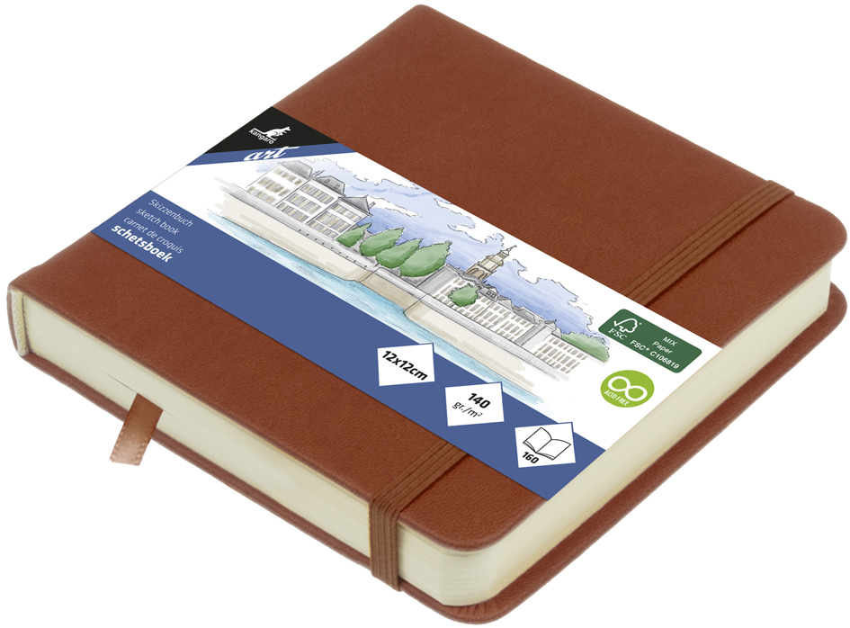 kangaro Carnet de croquis, 160 pages, 120x120 mm, cognac
