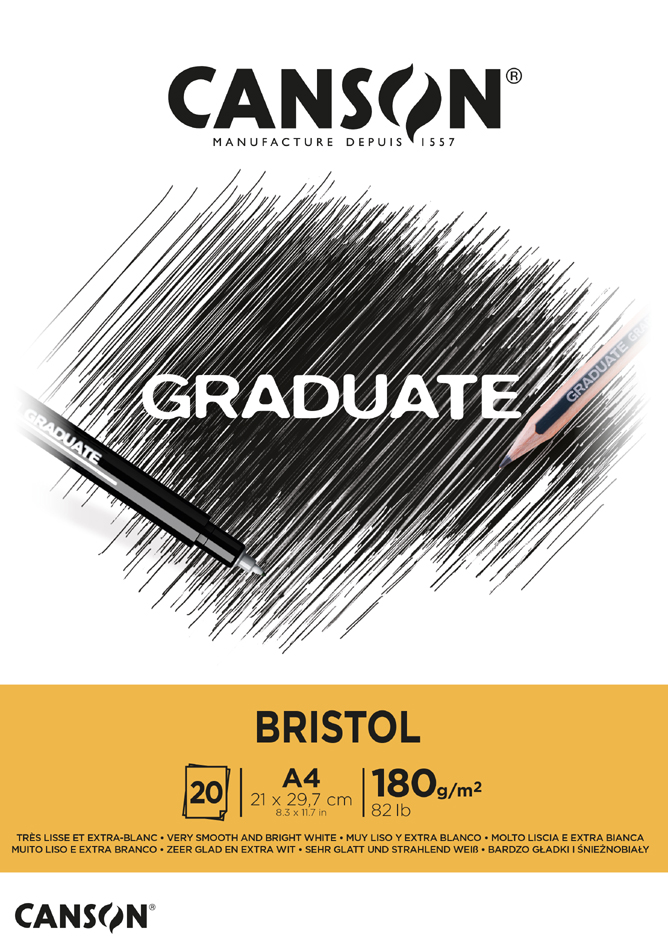 CANSON Bloc de dessin GRADUATE BRISTOL, A4