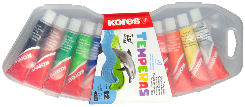 Kores Gouache en tube 'Temperas', étui en plastique de 12